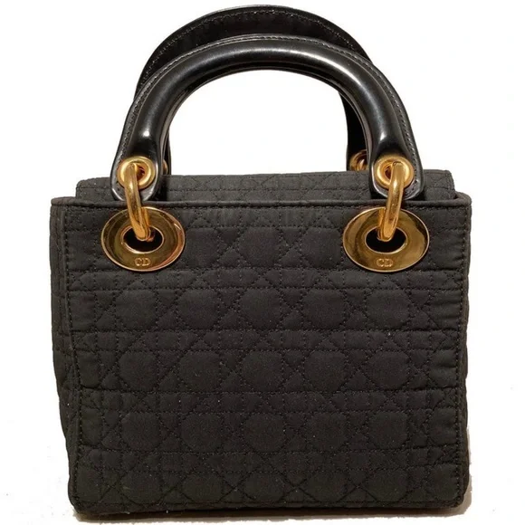 Auth Christian Dior Mini LADY DIOR Black & Gold vintage bag - Picture 3 of 12